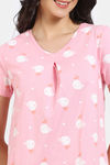 Zivame Joyful Jingles Knit Cotton Knee Length Nightdress - Candy Pink — thumbnail 5